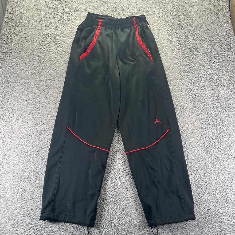 VTG Air Jordan Track Pant Mens M Black Polyester Straight Leg Baggy Performance